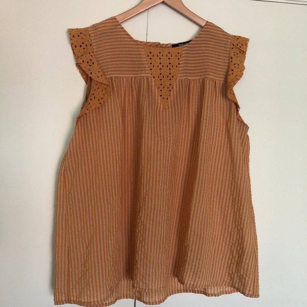 DOE & RAE Eyelet Bibbed Tank - Large